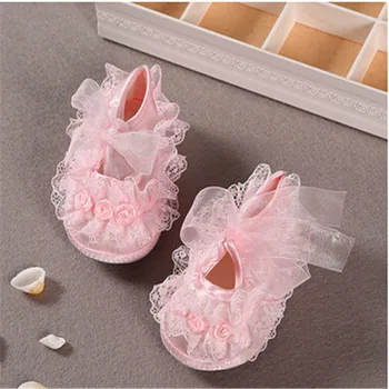 

Newborn Baby Girls Shoes Lace Floral Soft Sole Crib Shoes Anti-Slip Sneaker Princess Party Prewalker Toddler Kid First Walkers