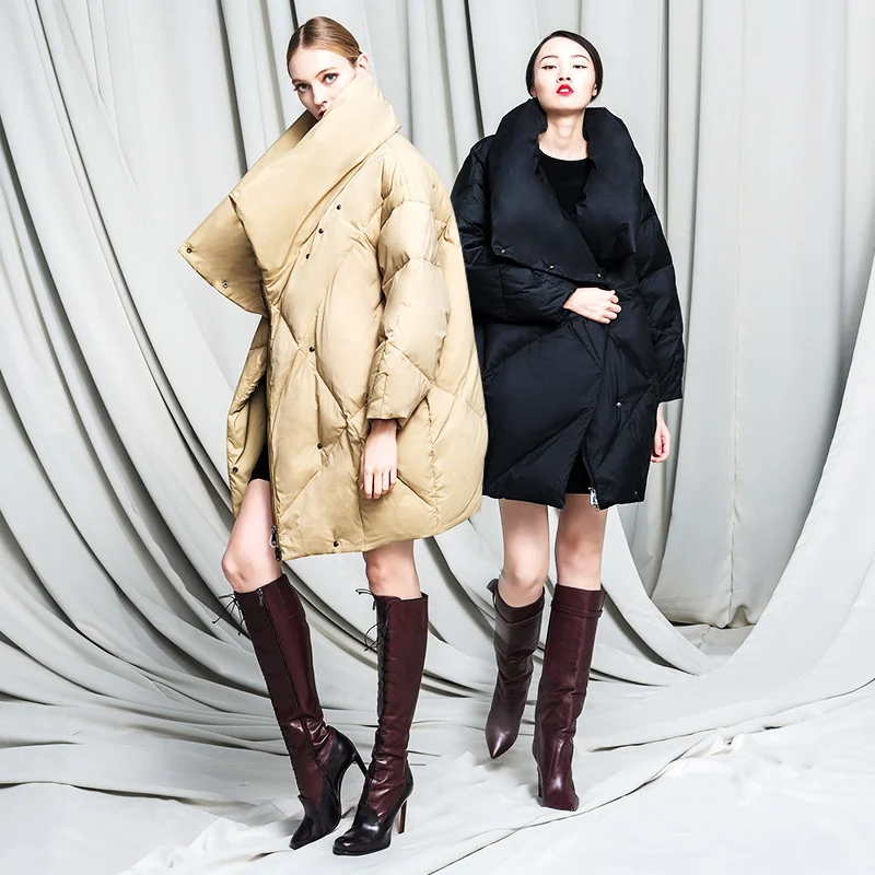 JOJX Европейская дизайнерская женская зимняя куртка с высоким воротником, новинка, парка, Женское зимнее пальто, модное свободное зимнее пальто