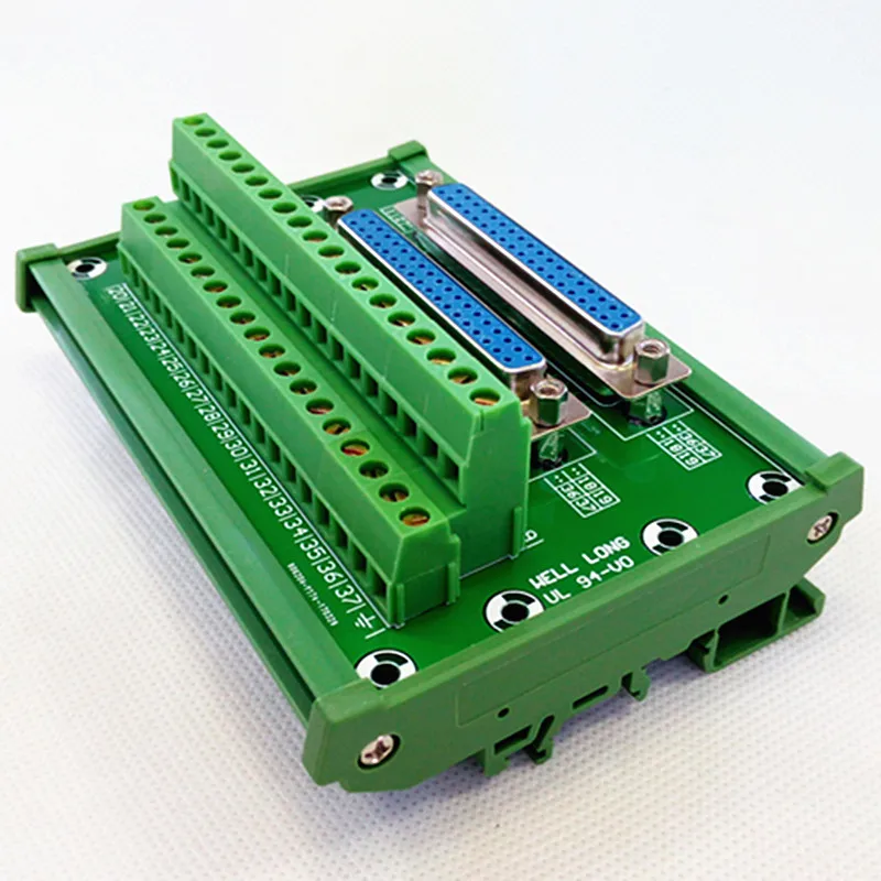 Módulo de Interface Bloco de Terminais D-sub Rail Mount Dupla Feminina Header Breakout Board Conector. Db37 Din 4 Módulo de Interface D-SUB DB37 DIN Rail