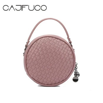 

CAJIFUCO Korean Style Women Bag Weave Crossbody Bags Knitting Shoulder Strap Bag Circular Handbag Bags For Women Bolsas