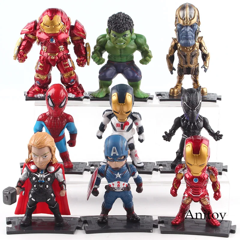 

Marvel Action Figure Set Avengers Thanos Hulkbuster Captain America Iron Man Spiderman Thor Hulk Black Panther PVC Figures Toys
