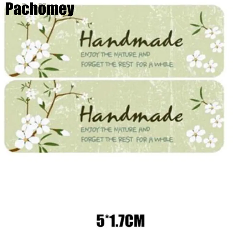 

New Etiquetas Gift Tags Wholesale 5*1.7cm Lovely Seal Kraft Paper Label Sticker 'hand Made' Point 320pcs/lot free Shipping