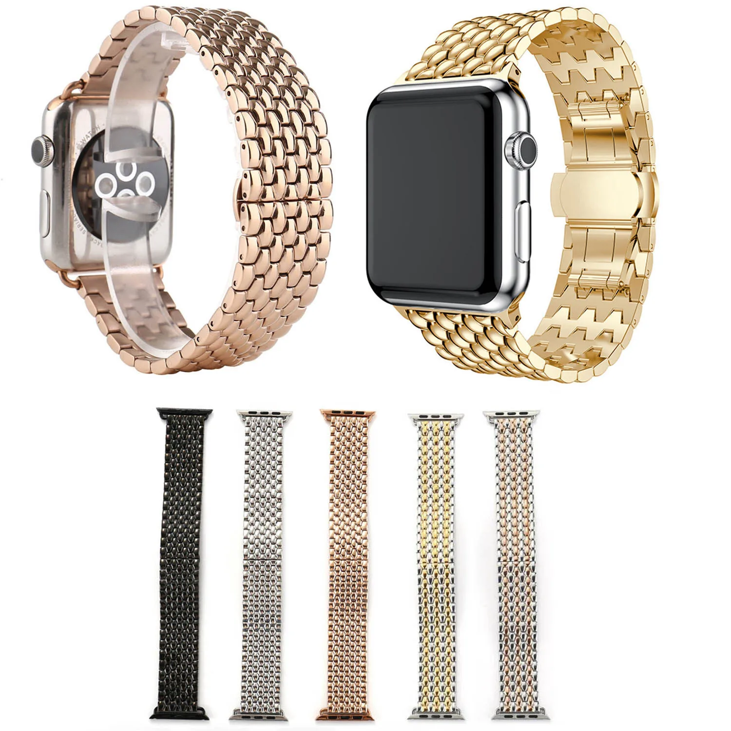Ремешок из нержавеющей стали с рисунком дракона для Apple Watch Series 5 4 3 2 1