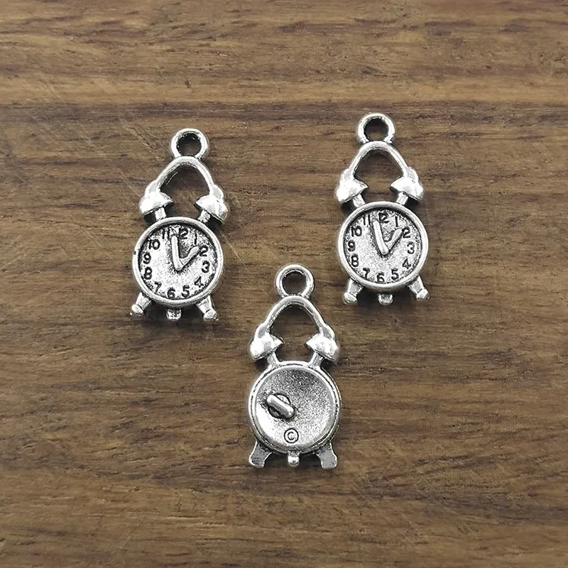 

10pcs Alarm clock charms 18*8.5mm Tibetan Silver Plated Pendants Antique Jewelry Making DIY Handmade Craft