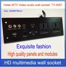 Tomada de parede HD de áudio e Vídeo HDMI VGA RJ45 REDE painel de tomada de informação/multimedia home hotel quartos de KTV parede tomada TY-W07