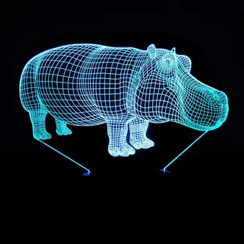 

Colorful LED 3D Vision Night Light HIPPO Image Touchment Control Color 3D Night Lamp Desk Light