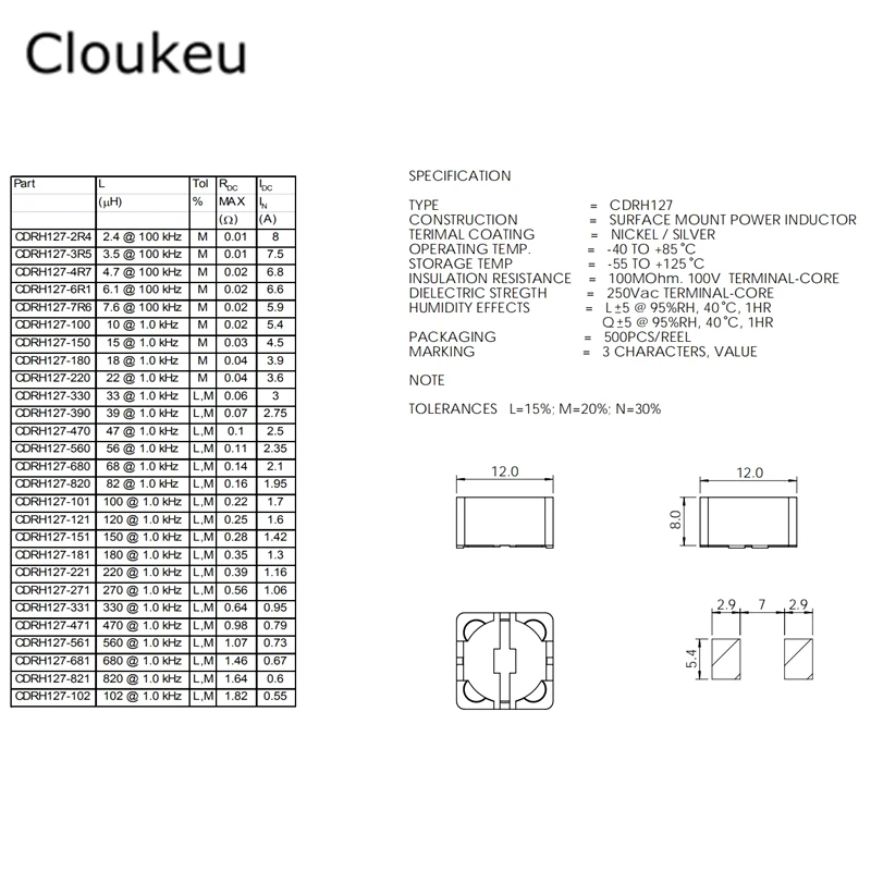 10 шт. CD127 47UH/470 SMT Мощность индуктор дроссельные катушки(Размер: 12*12*7) RH127