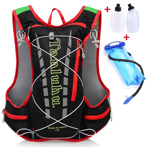 ULTRA-TRI, рюкзак для бега, легкий, для улицы, гидратационный жилет, рюкзак для пеших прогулок, велоспорта, спортивные сумки - Цвет: Black backpack set-2