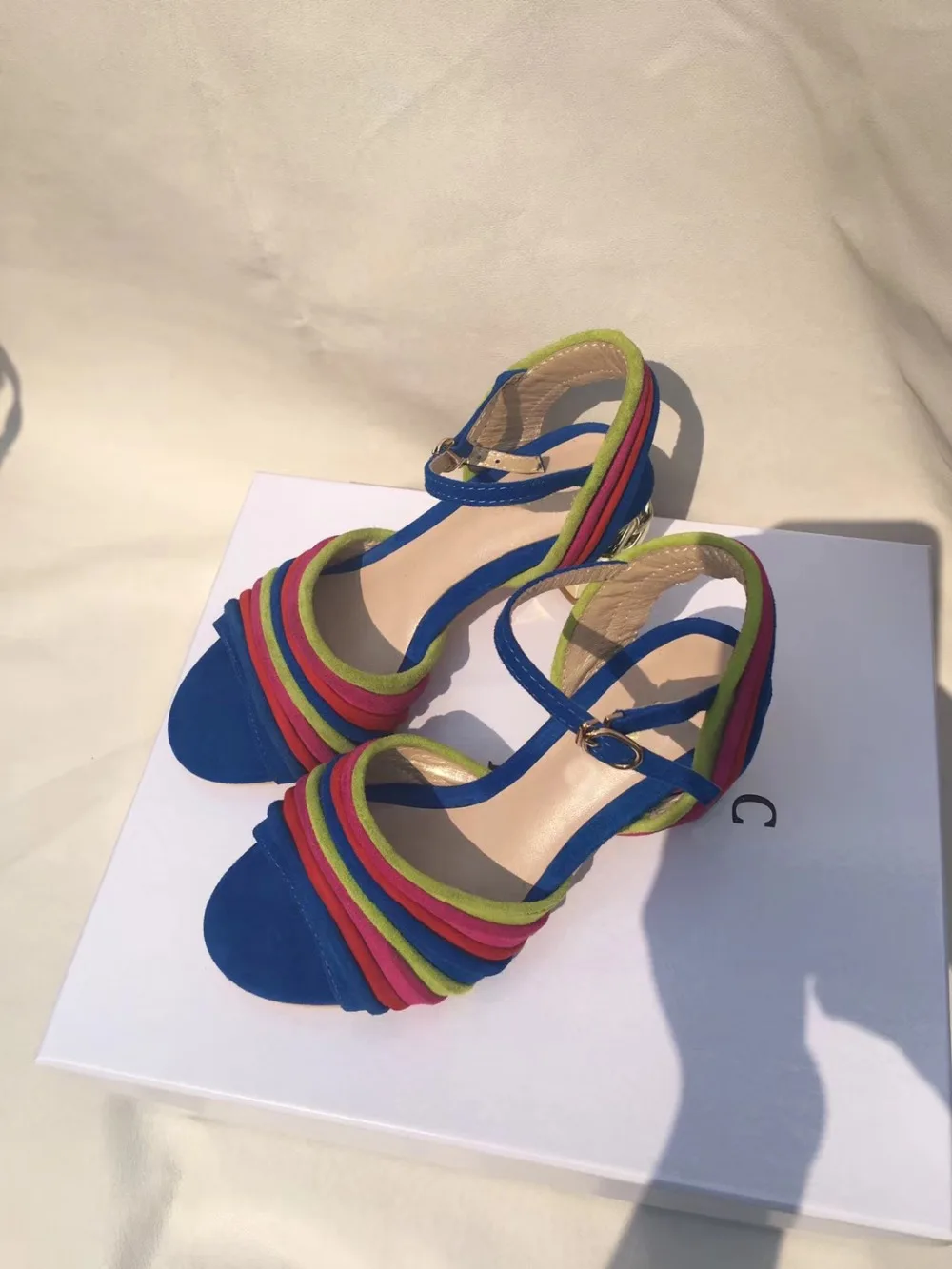 Scarpe as Mucca Di Della Stretta Scamosciata Marchio Da Picture Banda Open Sandali Estivi Picture Tacco Toe As Design Multicolor Scolpito Donna Delle Pelle Quadrato Donne gvw6qxHp