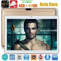 Android 7,0 Tablet PC 10 дюймов Планшеты Octa core 1280*800 4 ГБ Оперативная память 64 ГБ Встроенная память Dual SIM карты камер ips gps телефон 3G WCDMA pad 10,1