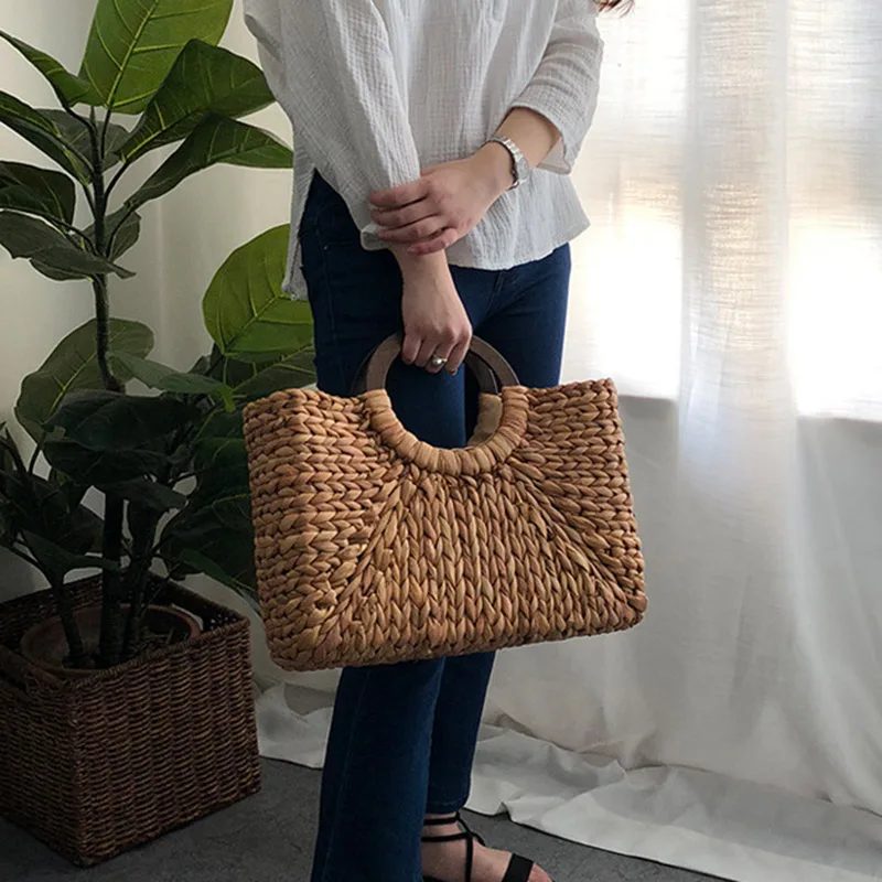 Women Vintage Rattan Handbag Female Bohemian Summer Beach Straw Bags Lady Simple Weave Bag Handmade Casual Large Tote SS0398 (4)