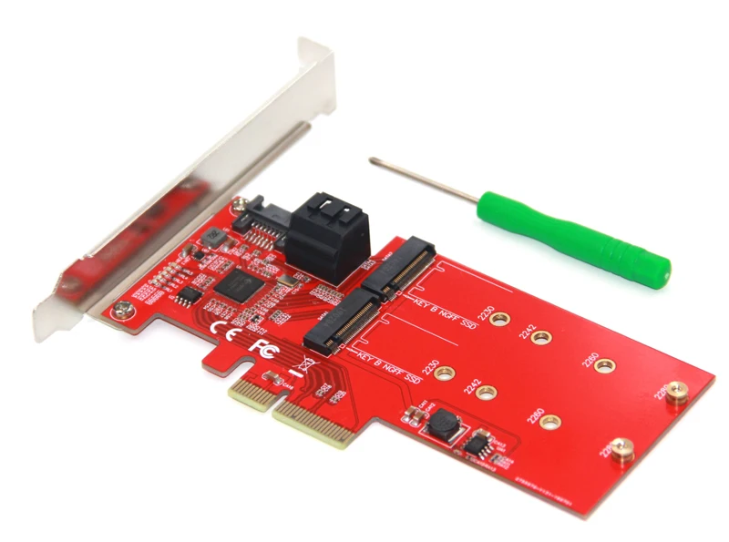 M2 SATA Raid контроллер карты PCI Express X4 на 2 порта 3 0 6 Гбит/с + M.2 NGFF SSD B Key Поддержка RAID0 RAID1