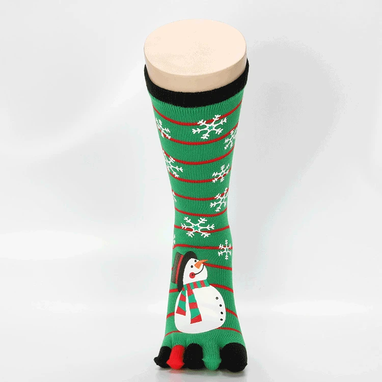 BKLD новые модные женские забавные мультяшные напечатанные носки хлопчатобумажные носки с пятью пальцами повседневные Мягкие носки женские рождественские носки