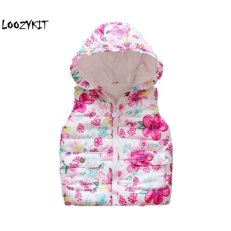

Loozykit New Autumn Winter Girls Vests Children's Cotton Warm Vest Baby Girls Hooded Waistcoat Girls Vest Outerwear