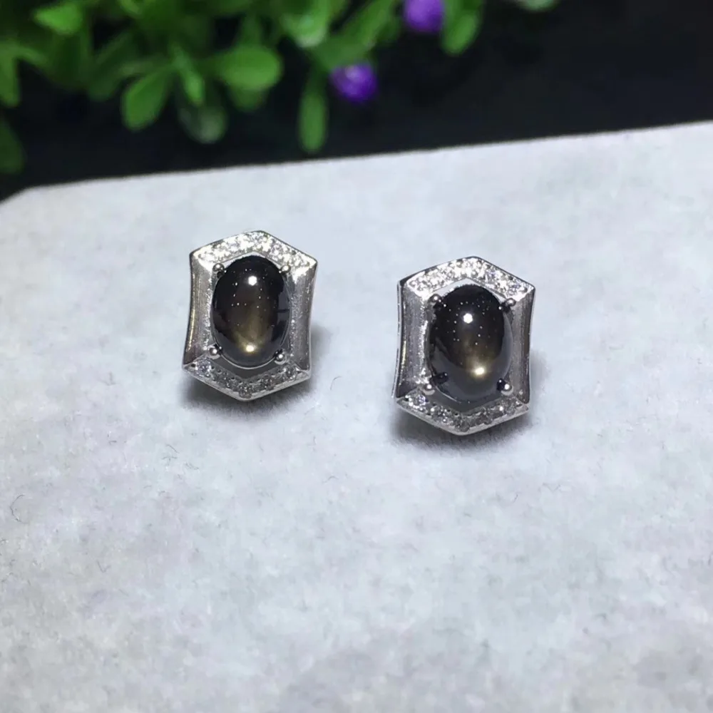 Buy natural dark black star sapphire stud earrings