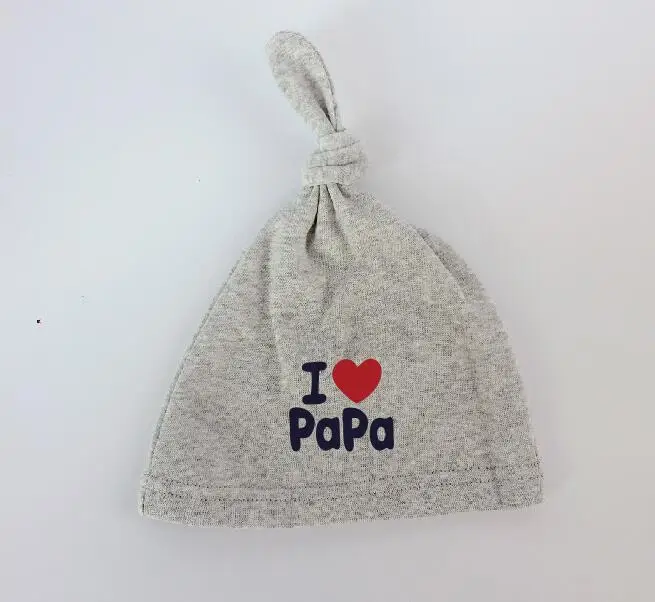 Фирменный Чепчик для сна для новорожденных, шапка с надписью «i love papa» для детей, шапка для девочек и мальчиков, хлопковая шапочка, шапочка для малышей - Цвет: papa  gray