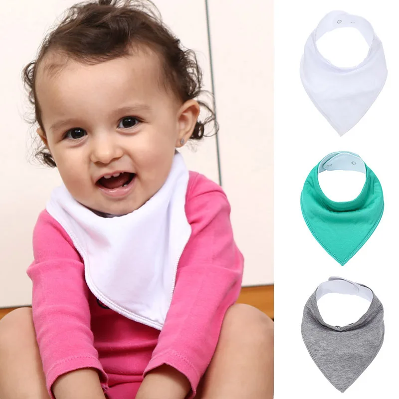 1Pc Cotton Baby Bibs Burp Cloths Solid Color Infant Babador Bandana Bib