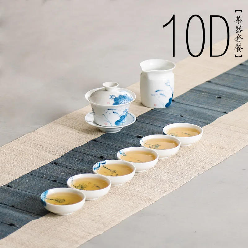 Китайский набор керамических чайных чашек ручной работы чайный чайник белый чайный набор кунг-фу gaiwan маленькая чайная чаша расписанный фарфор японский стиль