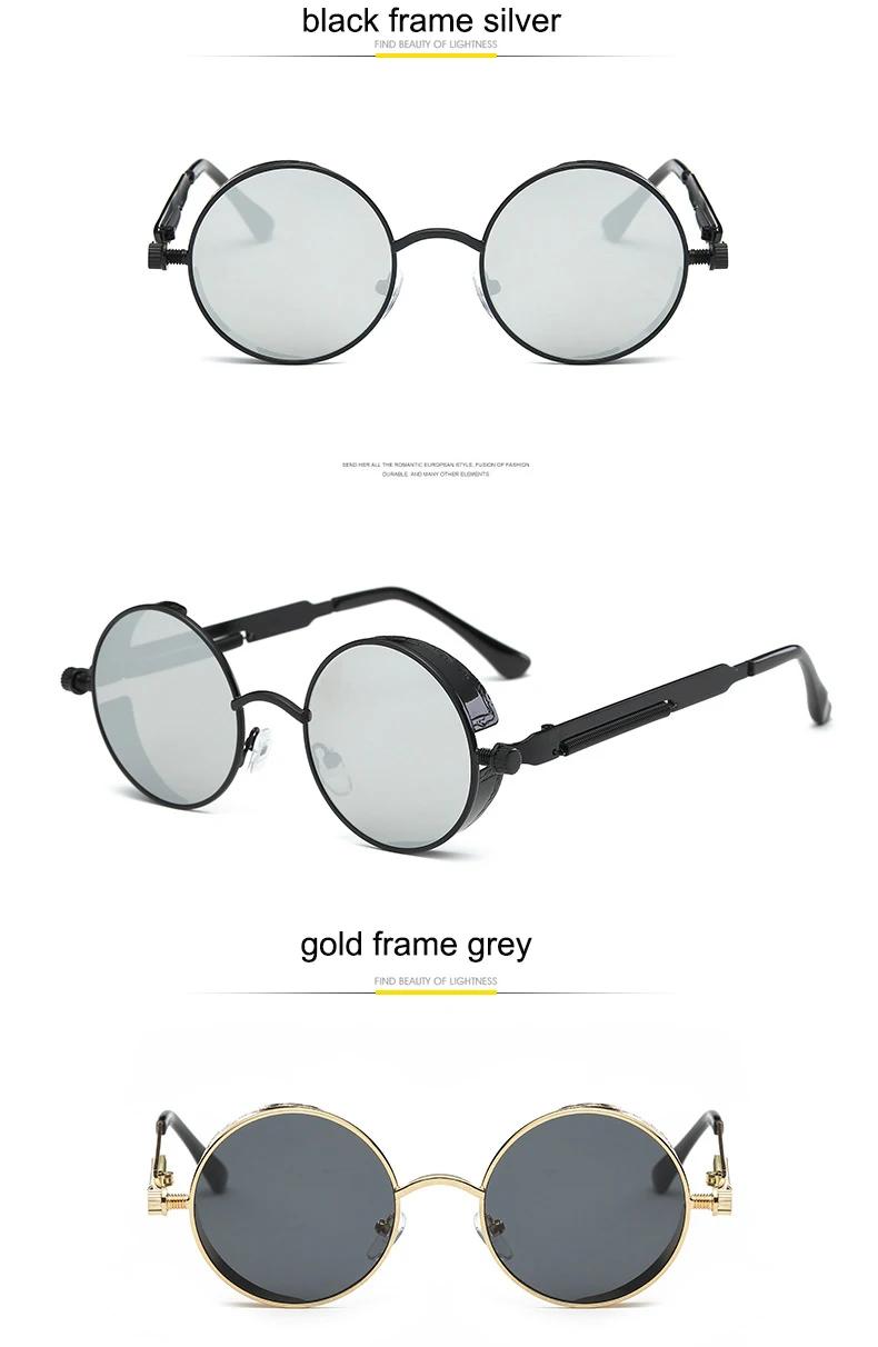 Металлические стимпанк Солнцезащитные очки для мужчин и женщин модные круглые очки фирменный Дизайн Винтажные Солнцезащитные очки высокое качество UV400 очки