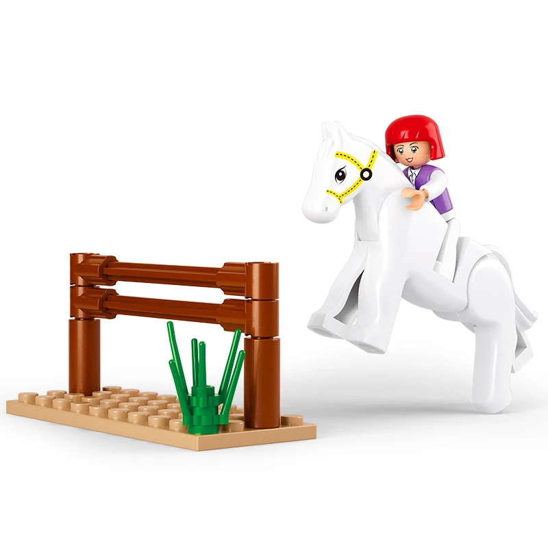 SLUBAN 0517 فتاة الأصدقاء الحصان سباق الفروسية اللبنات الطوب متوافق LegoIN تكنيك بلايموبيل لعب للأطفال