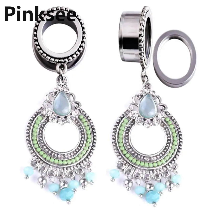 1PC Gothic Steel ear expansion Dangle Ear Plug Gauges Expander Stretcher Round puncture Piercing Women Body Jewelry | Украшения и