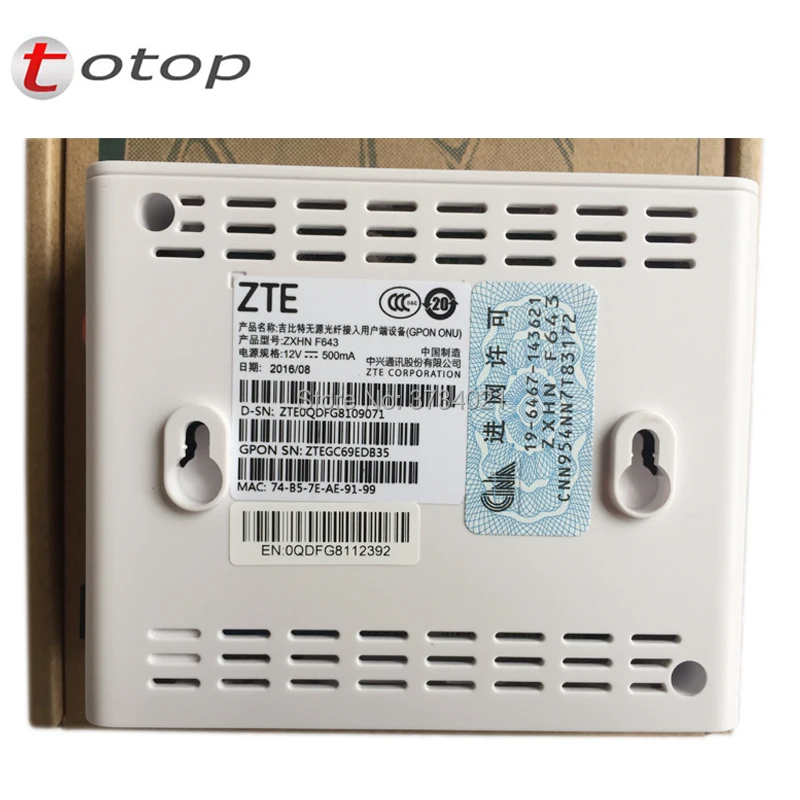 zte F643 GPON ONU ONT 1GE порт Оригинальное Оптическое волокно FTTH SFU режим маршрутизатора, F643 с вилкой питания