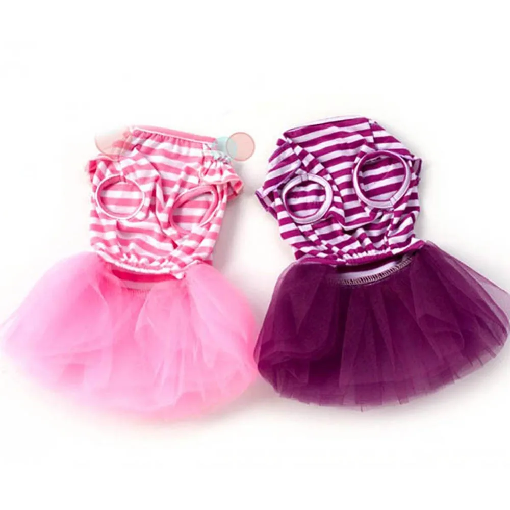 

Clothes For Dogs Small Dog Clothes Cute Pet Dog Puppy Stripe Bow Lace Tutu Dress
