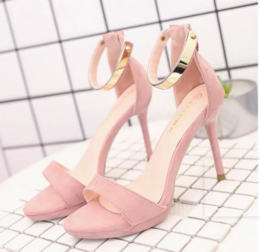 

summer new stilettos with a black suede leather strap with a sexy toe - toe waterproof platform for women's shoes.women sand