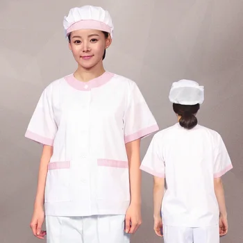 

(10set Hat&Shirt)Food factory white chef's work wear Hotel health clothing overalls lady cleaning tooling uniforms workshop
