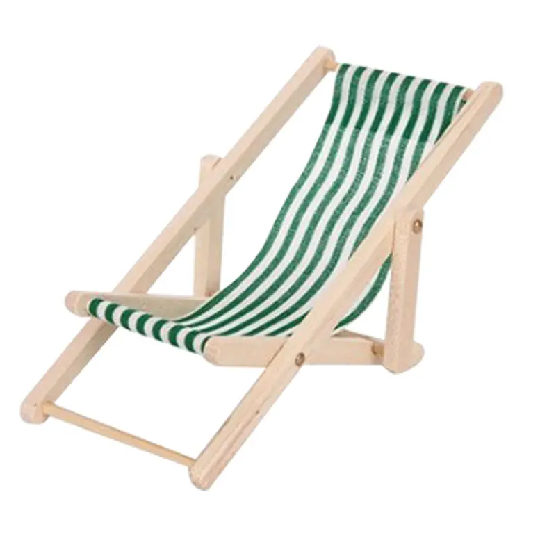 1:12 Scale Foldable Wooden Deckchair Lounge Beach Chair For Lovely Miniature For Small Dolls House Color In Green Pink Blue - Цвет: Зеленый