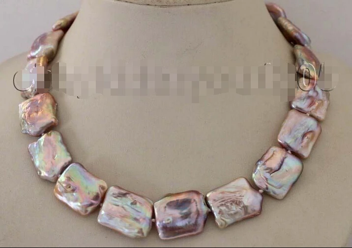 

FREE SHIPPING Genuine Natural 19x23mm Purple Reborn Keshi Pearl Necklace 14k #f1928! (A0513)