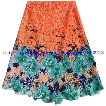 

2015 Latest 100% Cotton African Guipure Cord Lace Fabric, Chemical Lace Fabric Swiss Voile Lace High Quality 5Yards 3784-6B