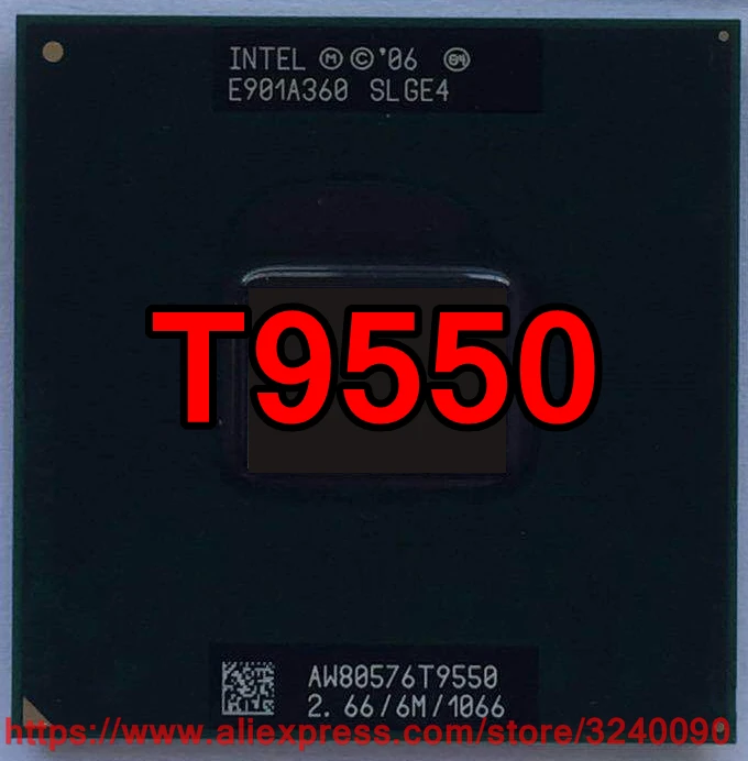 Процессор Intel Core Duo T9550, 6 Мб кэш-памяти, 2,66 ГГц, 1066 МГц FSB, двухъядерный процессор для ноутбука