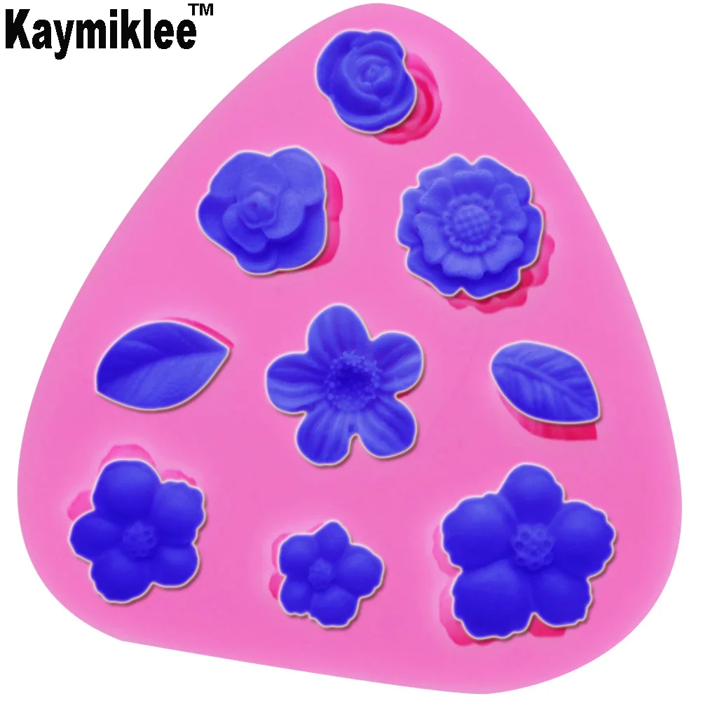 Kaymiklee M073 Mini Flowers and Leaves Silicone Cake Mold Flowers