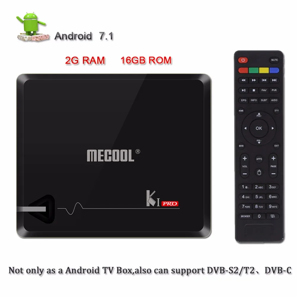 MECOOL KI 3в1 спутниковый ресивер декодер DVB S2 T2/C+ Android 7,1 ТВ приставка Smart tv 4K телеприставка 2 Гб ram 16 Гб rom Amlogic S905D