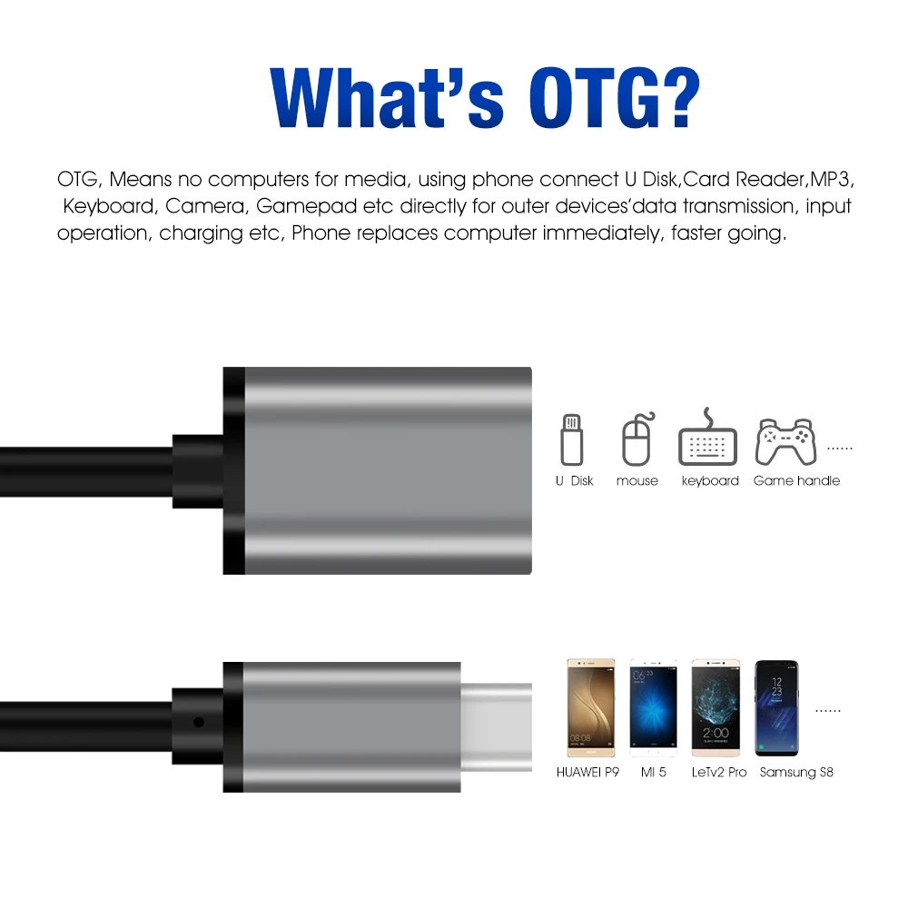 OTG алюминиевый USB-C кабель адаптер Тип C к USB 3,0 A Женский OTG USB C адаптер для samsung Xiaomi MacBook подключение USB диск