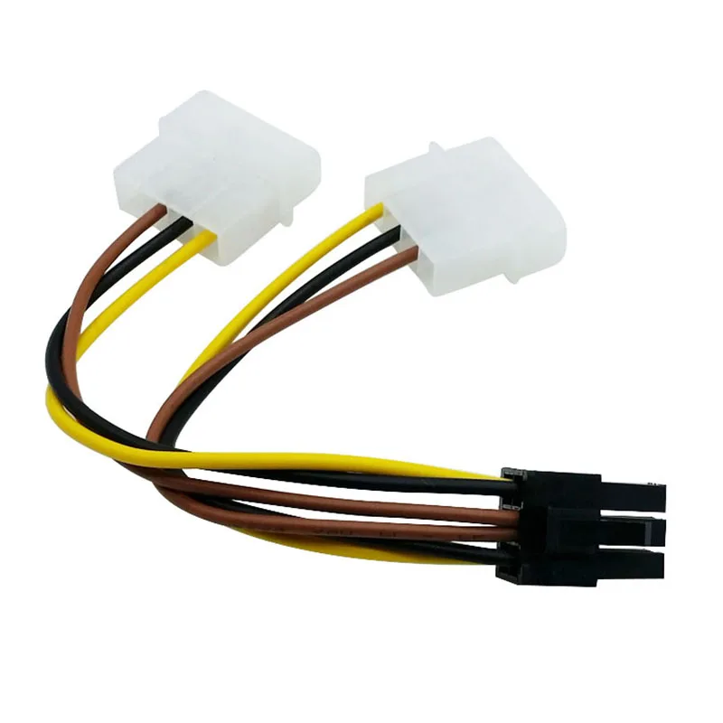 8 Inch Dual 4-pin Molex to 6-pin PCI-E PCI Express Power Adapter Cable 10pcs