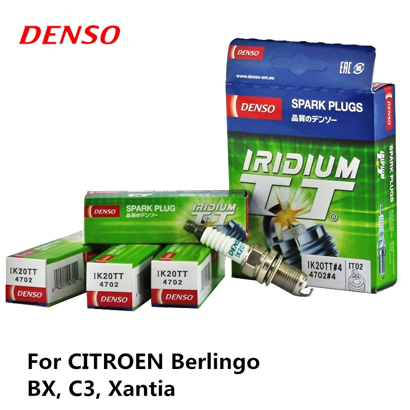 4 шт. автомобильная свеча зажигания DENSO для CITROEN Berlingo BX C3 Xantia Иридий-Платина IK20TT |