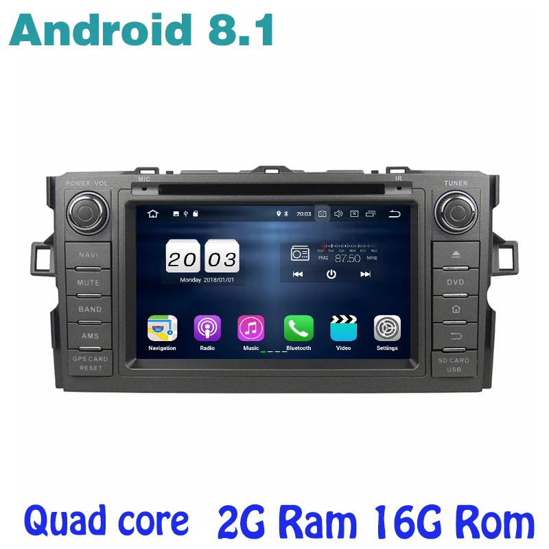 

Android 8.1 Quad core Car DVD gps Stereo for toyota Auris 2006-2012 with 2g ram wifi 4G usb bluetooth mirror link