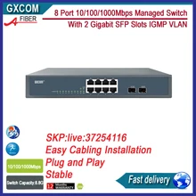 8 Порты и разъёмы 10/100/1000 Мбит/с управляемый коммутатор с 2 Порт Gigabit для программирования в производственных условиях слотов IGMP VLAN