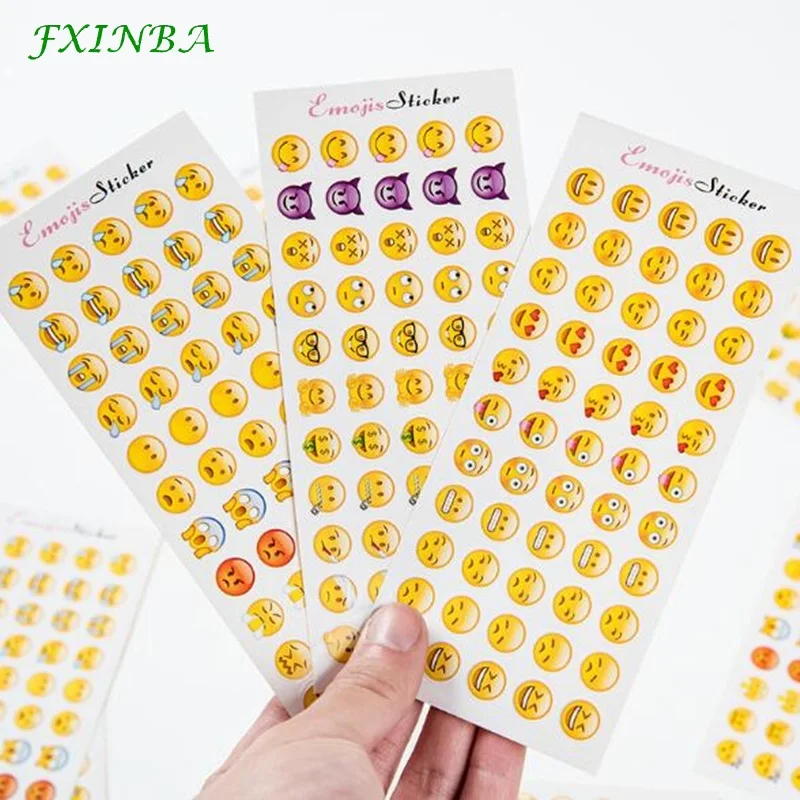 

FXINBA 12 Sheet/Set Mini Emoji Smile Face Diary Stickers Posted It Planner Memo Scrapbooking Laptop Sticker Stationery Kids Toys