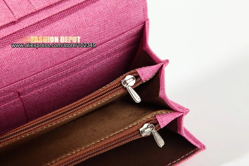 Long canvas wallet purse with zipper pocket (9)