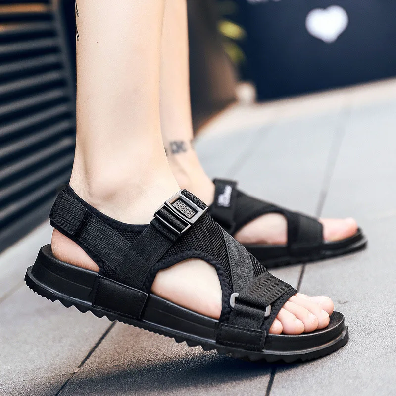 Sandals Men Shoes Hook&loop Gladiator Men's Summer Shoes 2019 Fashion Casual Beach Sandals Flat Soft Sandalias Large Size 45 46