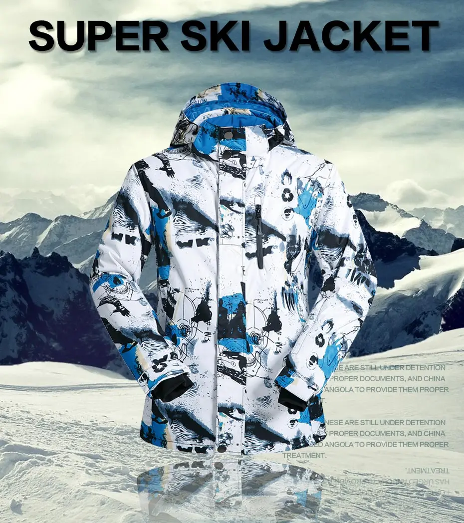 Мужская лыжная куртка, зимняя уличная Высококачественная Водонепроницаемая утолщенная теплая зимняя куртка для сноуборда, лыжная куртка, брендовая мужская куртка с капюшоном для сноуборда