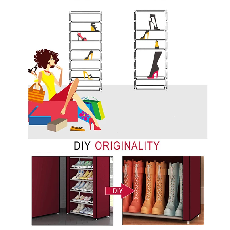 Multi Layers Shoe Rack Nonwoven Fabric Home Shoes Storage Organizer Easy to Install Shoe Cabinet Stand Holders Space Saver