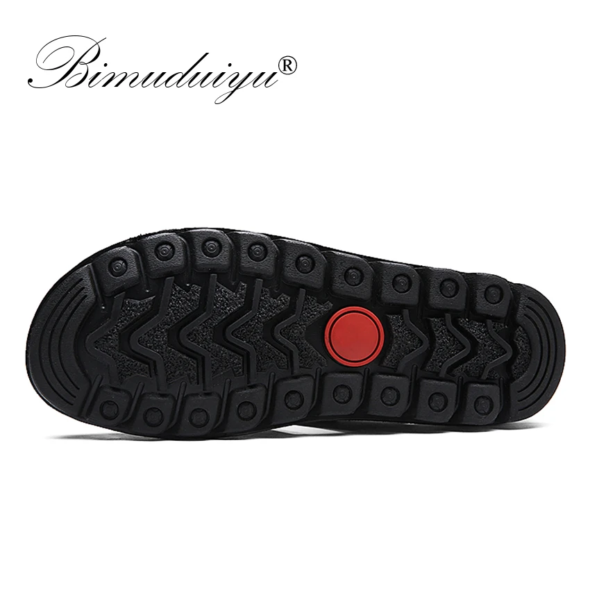 BIMUDUIYU Brand Genuine Leather Summer Men's Sandals Casual Beach Shoes Quality Roman Sandalias Soft Sole Sandals Plus Size 48