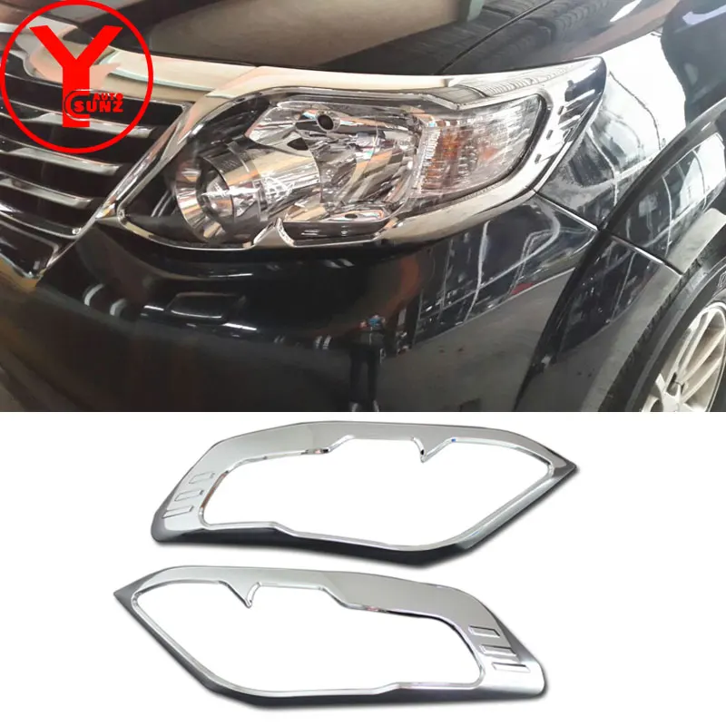 2012- головных уборов Свет для Toyota SUV FORTUNER SW4 2012 2013 Автомобильный хромированный abs-пластик запчасти аксессуары Передняя крышка лампы YCSUNZ