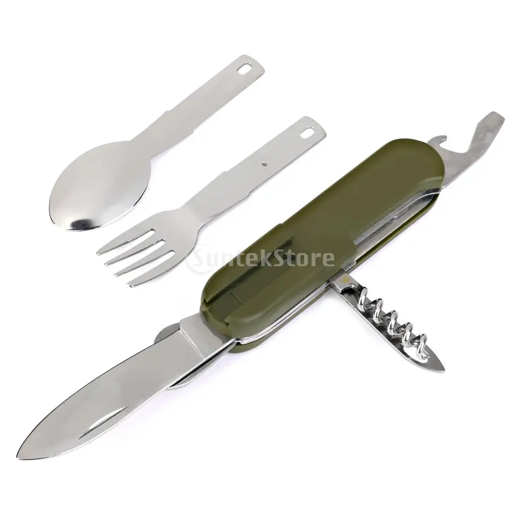

MagiDeal Stainless Multifunction Foldable Fork Spoon Bottle Opener Tableware