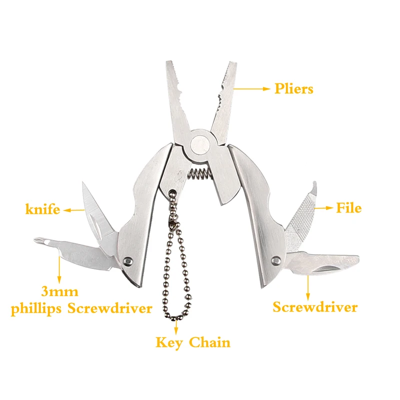 Многофункциональные складные плоскогубцы, инструмент для кемпинга, набор для выживания на открытом воздухе, инструмент для повседневного использования, многофункциональный портативный нож, брелок, отвертка, HT21-0039