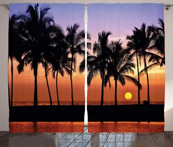 

Hawaiian Decorations Curtains Hawaiian Sunset On Big Island Anaehoomalu Bay Tropic Horizon Ocean Romantic Resort Living Room Bed